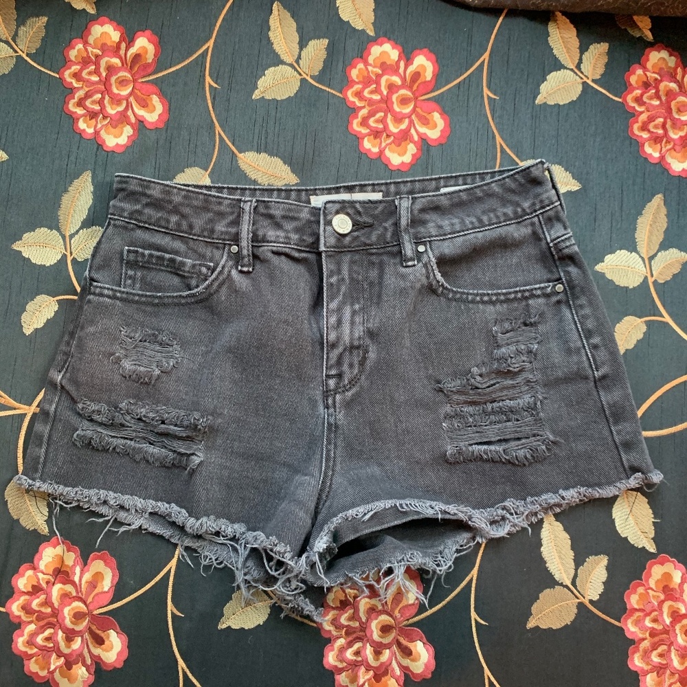 Pacsun black high rise denim shorts ripped